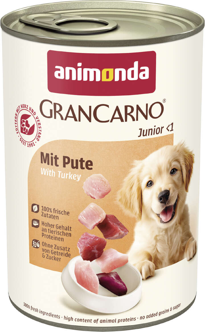 animonda Hunde-Nassfutter GranCarno Junior mit Pute